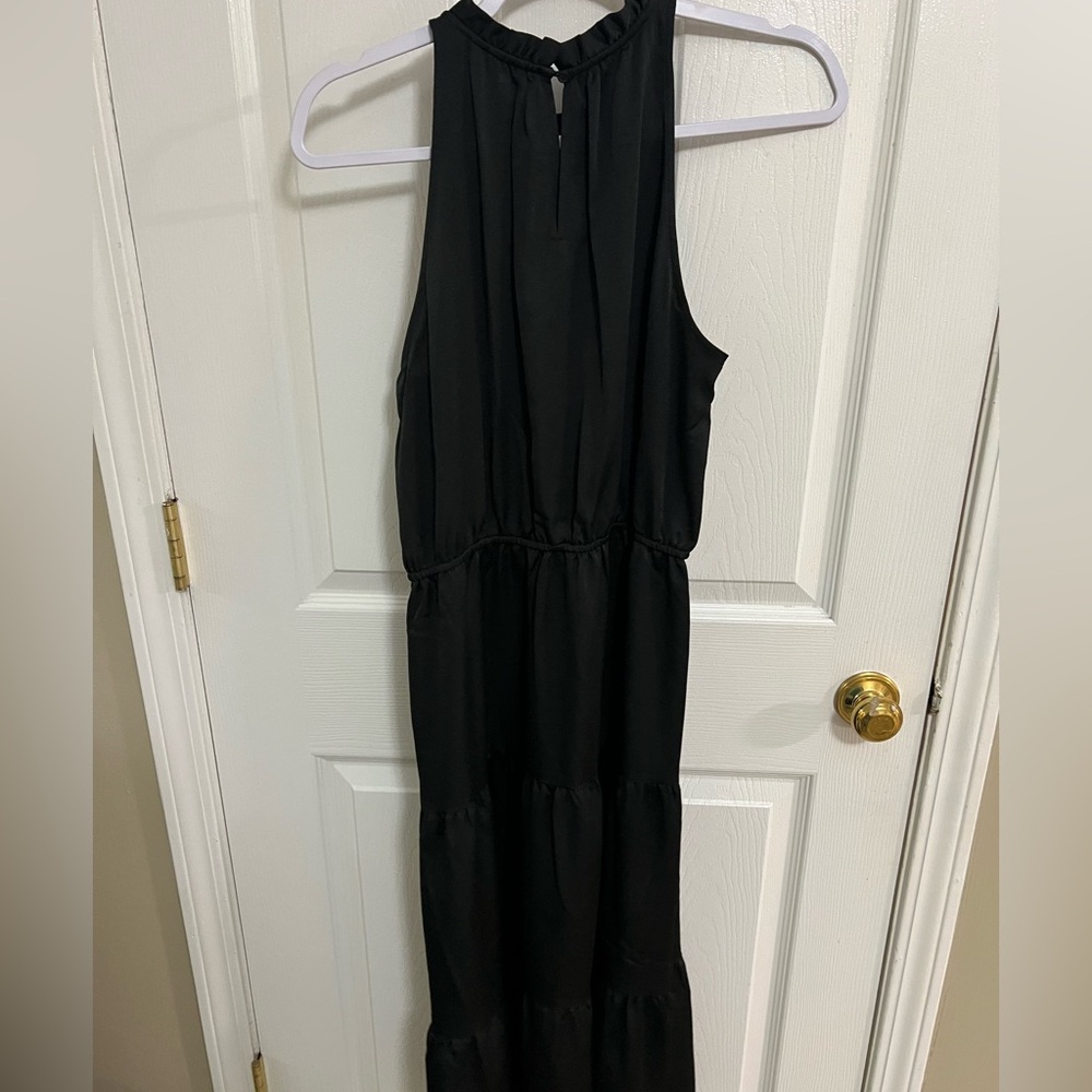 33) Nine.Eight Women's Satin Halter Midi Dress black tiered Size Large NWT - Picture 8 of 8